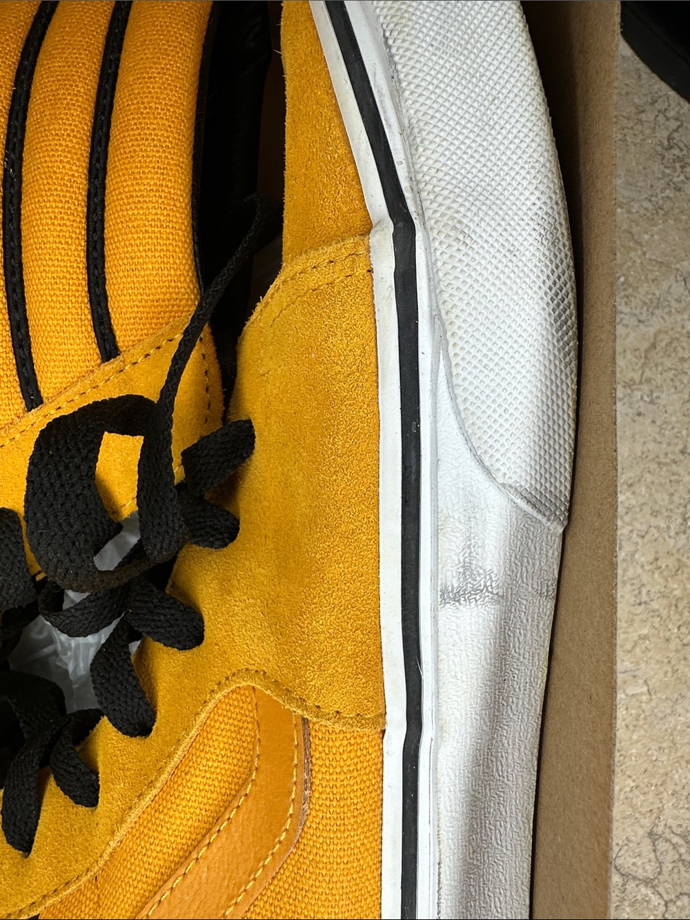 Vans Yellow High-Top Skate Sneakers with Black Laces - Picture 9 of 10